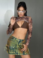 Denim Stretch Ultra-short A- Line Skirt - Image 6