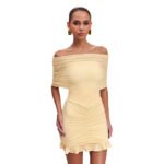 Women's Tube Top Pleated Mesh Splicing Skirt - Image 3