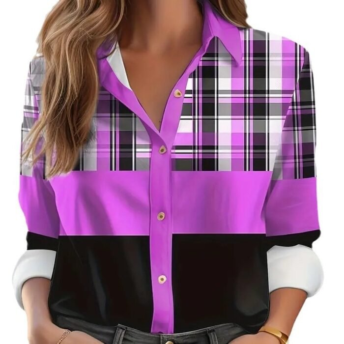 Printed Loose Casual Women's Shirt Long Sleeve Top - Image 9