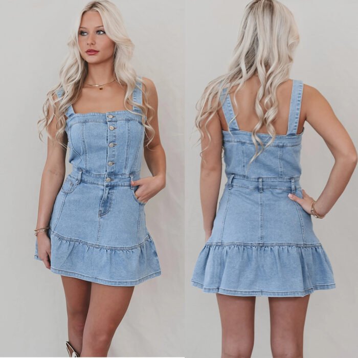 1b5e42cc-5c32-47a0-8b94-a5c5a76c836f.jpg Fashion Suspenders Hot Girl Denim Women's Dress - Image 1