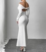 Women's Solid Color One Shoulder Backless Slim Fit Fashionable Casual Dress - Image 4