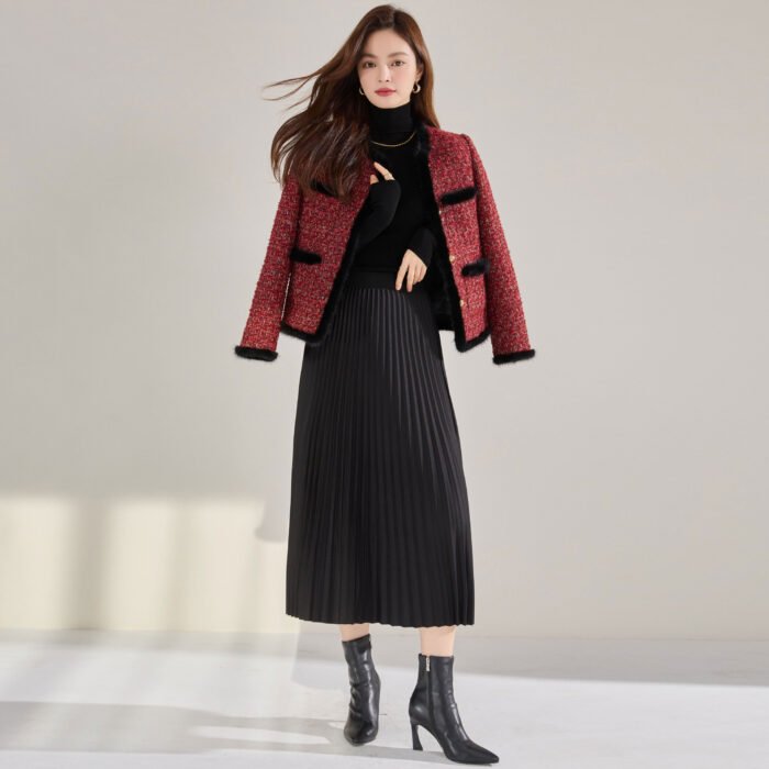 4ae06260-fe8d-4d84-aa13-600d14819c21.jpg High Waist Fat Cover Slimming Pleated Skirt - Image 5