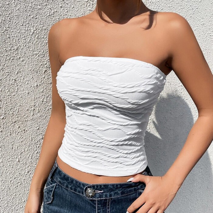 Sleeveless Pure Color Tube-top Slim Fit Midriff-baring Top - Image 1