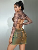 Denim Stretch Ultra-short A- Line Skirt - Image 3