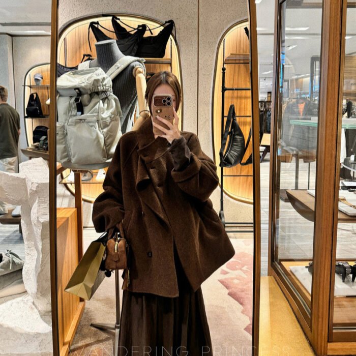 6d3031c2-05ad-4b62-8791-6d17eb0d42b3.jpg Cashmere Double-faced Woolen Goods Short Coat - Image 2