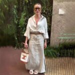 Casual Polo Collar Loose Top Maxi Skirt Suit - Image 2