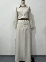 Casual Polo Collar Loose Top Maxi Skirt Suit - Image 6