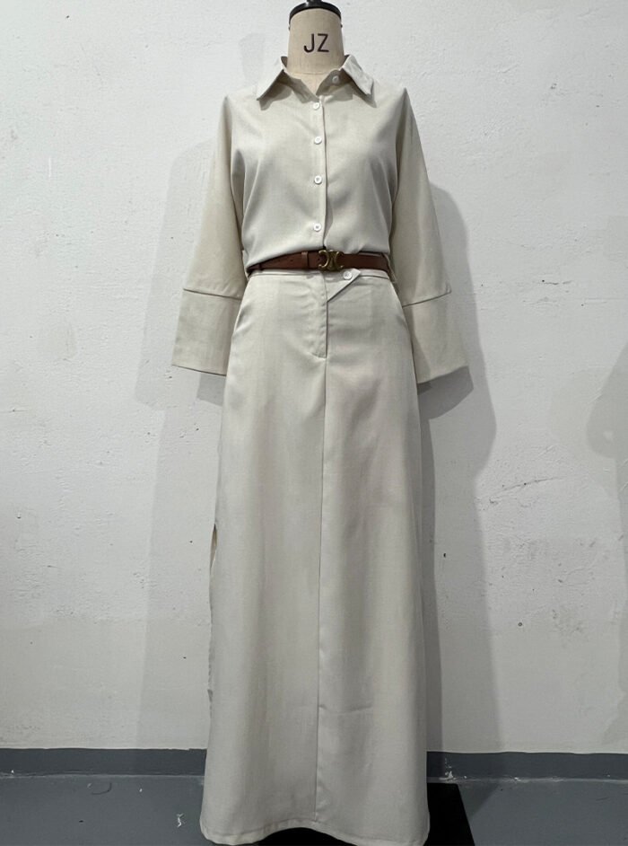 7ee888ca-2d55-4975-a155-7a111de6e10a.jpg Casual Polo Collar Loose Top Maxi Skirt Suit - Image 6