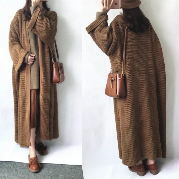 80c4e741-ecda-4541-898c-2000b218f837.jpg Wind Long Knitted Cardigan Overknee Coat - Image 3