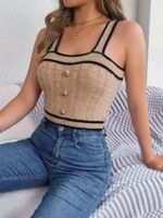 Sleeveless Midriff-baring Knitwear Holiday Top - Image 5