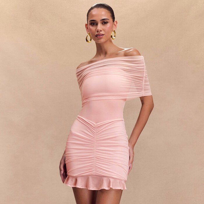 8ac9f601-9eeb-484c-8e5c-bbdbd802ac23.jpg Women's Tube Top Pleated Mesh Splicing Skirt - Image 9