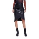 Split Leather Skirt Leather High Waist Sheath Skirt - Image 2