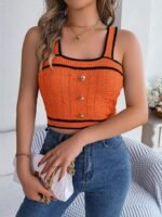 Sleeveless Midriff-baring Knitwear Holiday Top - Image 3