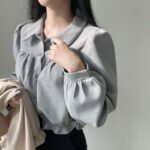 Fashion French Short Puff Sleeve Shirt Women