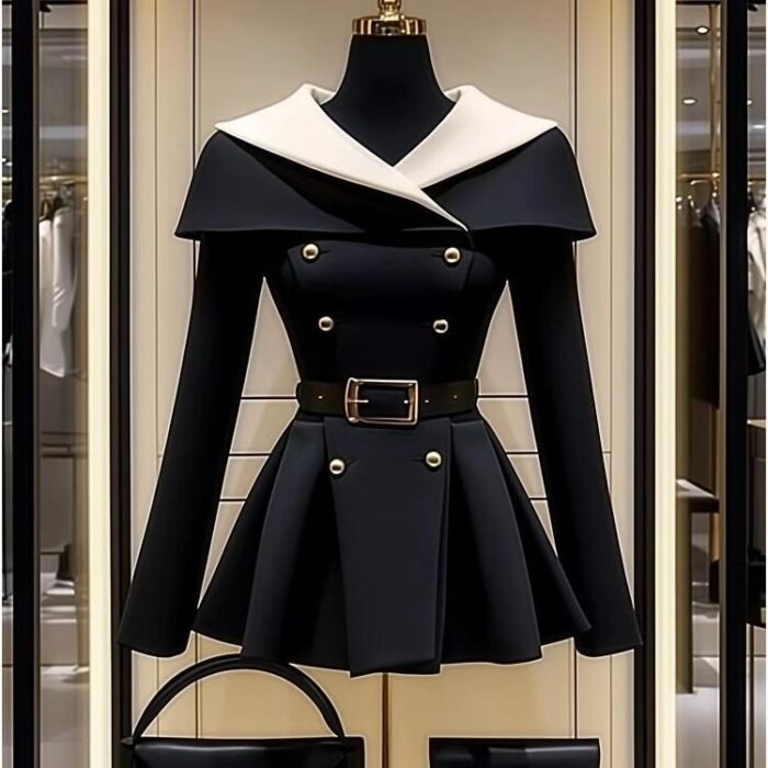 O1CN018EJmWO1b72MslqrlT_2218914533417-0-cib.jpg Black Waist Trimming Coat Top Autumn - Image 5