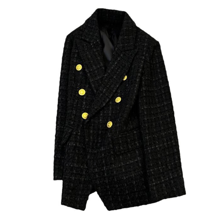 O1CN01FJ3zDE2MIkQQfvrwe_2208687069805-0-cib.jpg Black Tweed Suit Jacket Clothing High Sense - Image 4