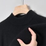 Casual Fashion Bottoming Shirt Young And Middle-aged Simple Half Turtleneck Solid Color Sweater For Men - Image 8