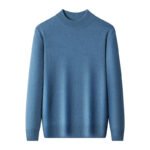 Casual Fashion Bottoming Shirt Young And Middle-aged Simple Half Turtleneck Solid Color Sweater For Men - Image 7