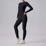 Women's Solid Color Casual Half Long-sleeve Zipper Jumpsuit - Image 2
