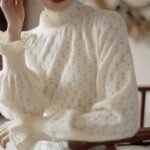 Fleece-lined Thickened Half-high Collar Lace Bottoming Shirt For Women