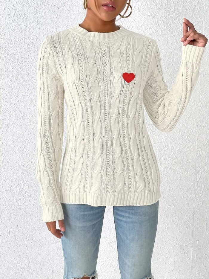 Love Stickers Autumn And Winter Round Neck Simple Pullover - Image 8