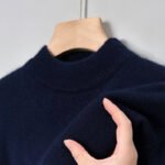 Casual Fashion Bottoming Shirt Young And Middle-aged Simple Half Turtleneck Solid Color Sweater For Men - Image 6