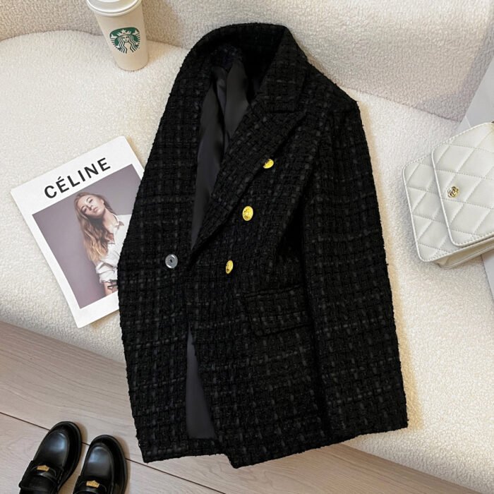 O1CN01MmVoFi2MIkQPwhrTt_2208687069805-0-cib.jpg Black Tweed Suit Jacket Clothing High Sense - Image 3