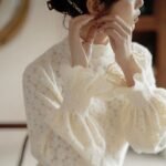 Fleece-lined Thickened Half-high Collar Lace Bottoming Shirt For Women - Image 4