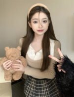 Fake Two Pieces Slim-fit Short Long Sleeve Sweater Bottoming Shirt - Image 4