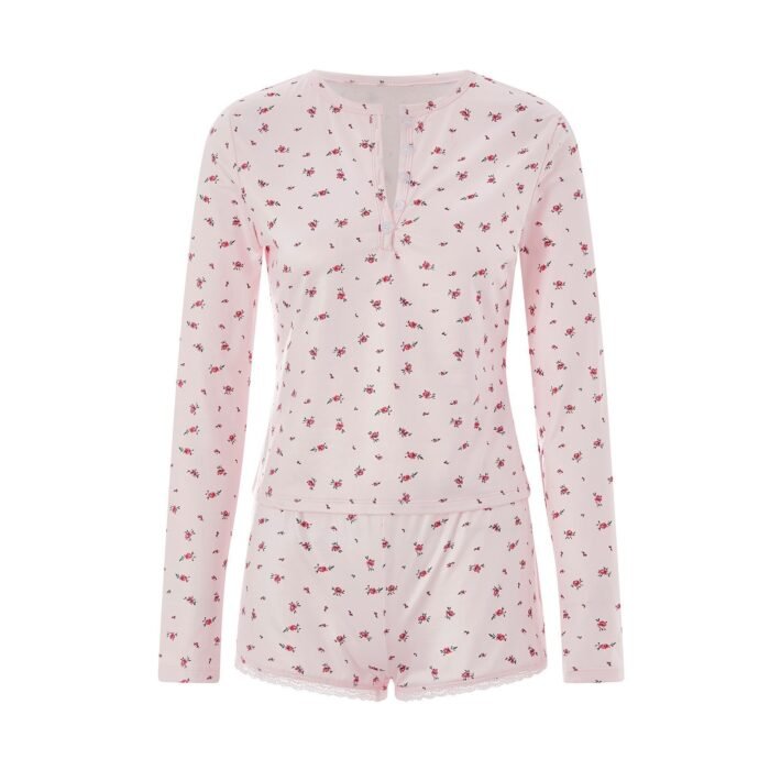 New Slim-fit Sexy Hot Girl Printed Long Sleeve Shorts Two-piece Set - Image 4