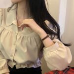 Fashion French Short Puff Sleeve Shirt Women - Image 2