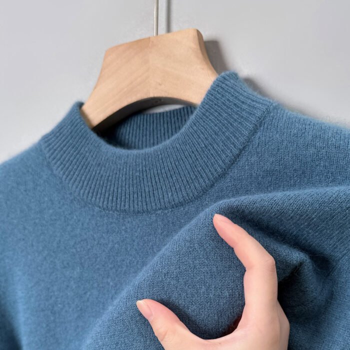 O1CN01bTW4fS1YN7OigfzUv_2459923046-0-cib.jpg Casual Fashion Bottoming Shirt Young And Middle-aged Simple Half Turtleneck Solid Color Sweater For Men - Image 10