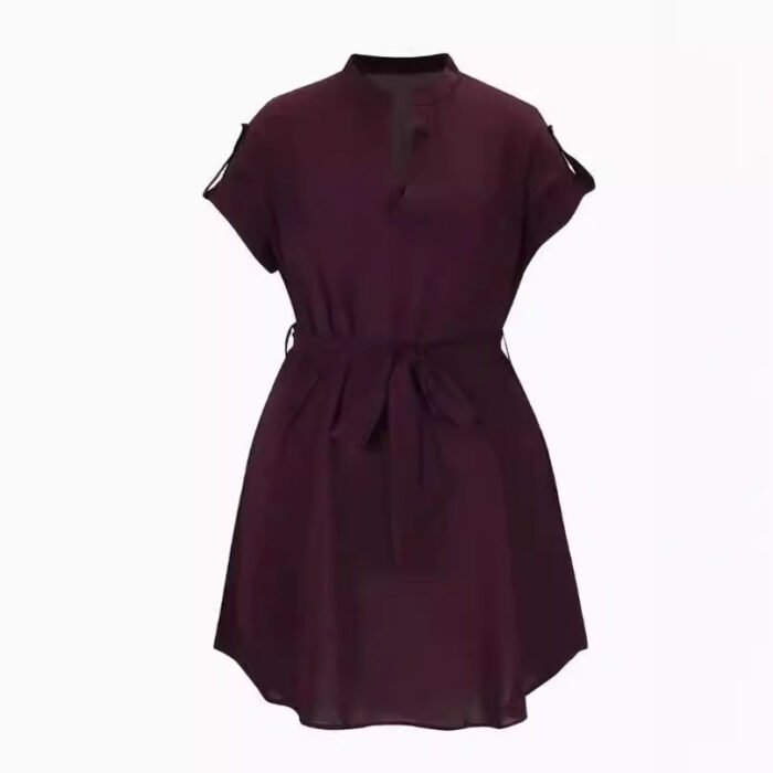 Women's Fashion Bowknot Short Sleeve Dress - Image 6
