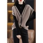 Single-breasted Color Matching Sleeveless Sweater Coat Loose Knitted Cardigan Waistcoat - Image 6