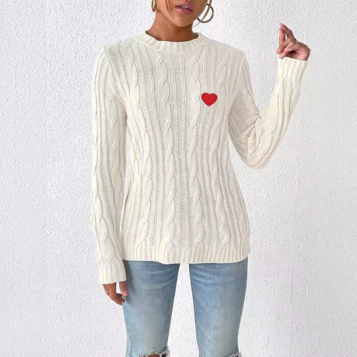 Love Stickers Autumn And Winter Round Neck Simple Pullover - Image 7