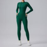 Women's Solid Color Casual Half Long-sleeve Zipper Jumpsuit - Image 8