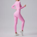 Women's Solid Color Casual Half Long-sleeve Zipper Jumpsuit - Image 7