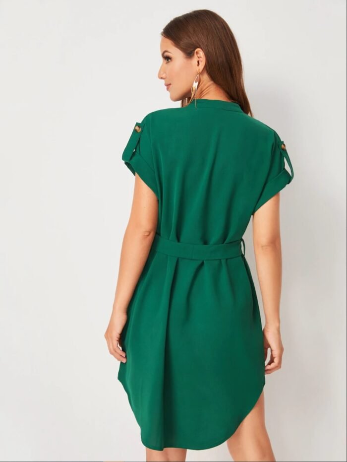 Women's Fashion Bowknot Short Sleeve Dress - Image 9