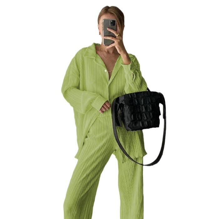 O1CN01sHvT541vg6rdSMAuT_2208555566201-0-cib.jpg Women's Fashionable Simple Wide-leg Pants Suit - Image 3