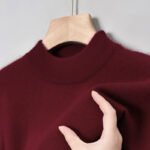 Casual Fashion Bottoming Shirt Young And Middle-aged Simple Half Turtleneck Solid Color Sweater For Men - Image 4