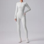 Women's Solid Color Casual Half Long-sleeve Zipper Jumpsuit - Image 5