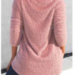 Women's Irregular Button Scarf Woolen Pullover Top - Image 2