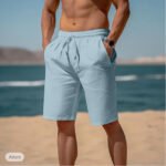 Drawstring Elastic Waist Straight Breathable Shorts - Image 2