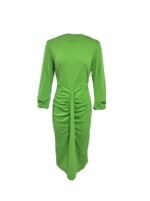 Ladies' Solid Color Waist Cinching Design Fashionable Dress - Image 2