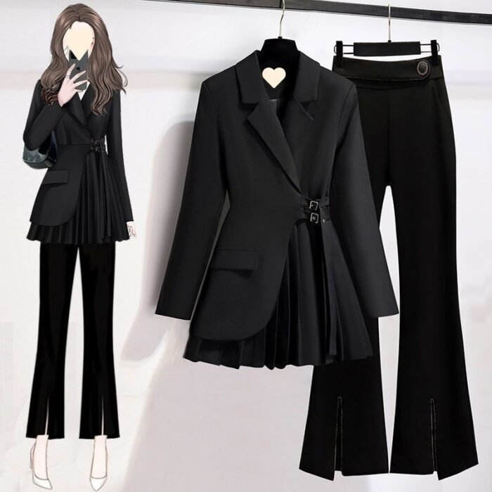 a9170342-b254-46d9-9181-b03457a8800a.jpg Graceful Suit Jacket Fat Girl Casual Pants Two-piece Set - Image 1