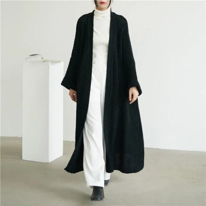 aa47ebb1-b8ba-4585-9ebe-4ea787b96cfe.jpg Wind Long Knitted Cardigan Overknee Coat - Image 6