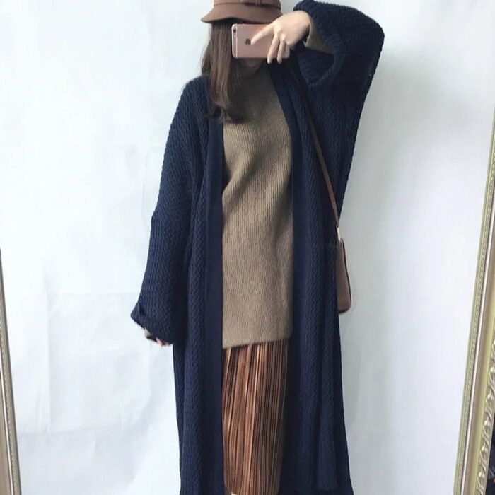 bc8da1b4-9dc9-4076-8a89-0689c396b32e.jpg Wind Long Knitted Cardigan Overknee Coat - Image 2