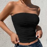 Sleeveless Pure Color Tube-top Slim Fit Midriff-baring Top - Image 5