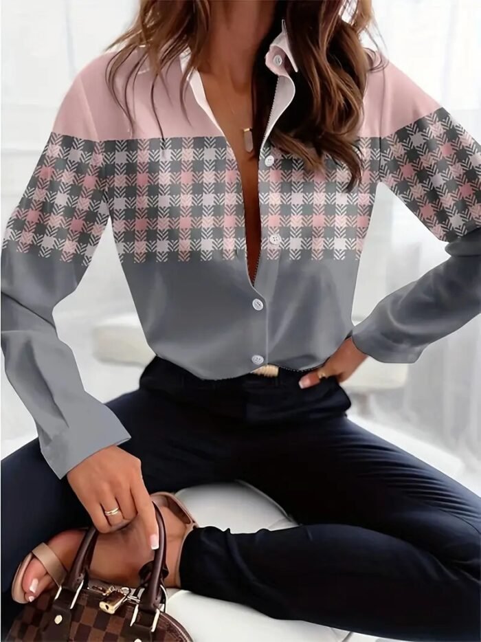 Printed Loose Casual Women's Shirt Long Sleeve Top - Image 5