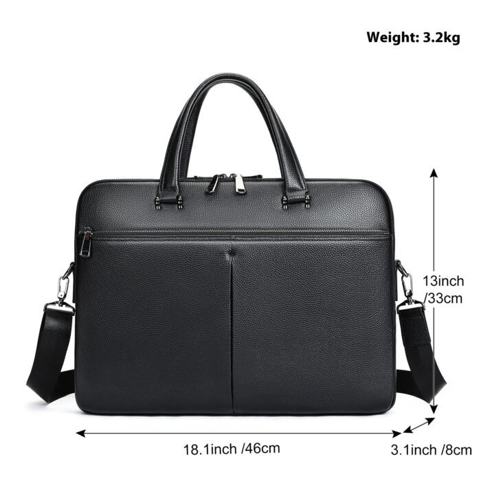 Men's Handbag Horizontal Briefcase Large Capacity First Layer Cowhide 17-inch Computer Bag - Image 5